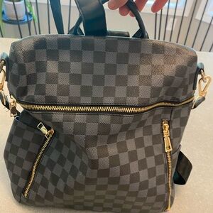 Stylish Checkered Black Backpack